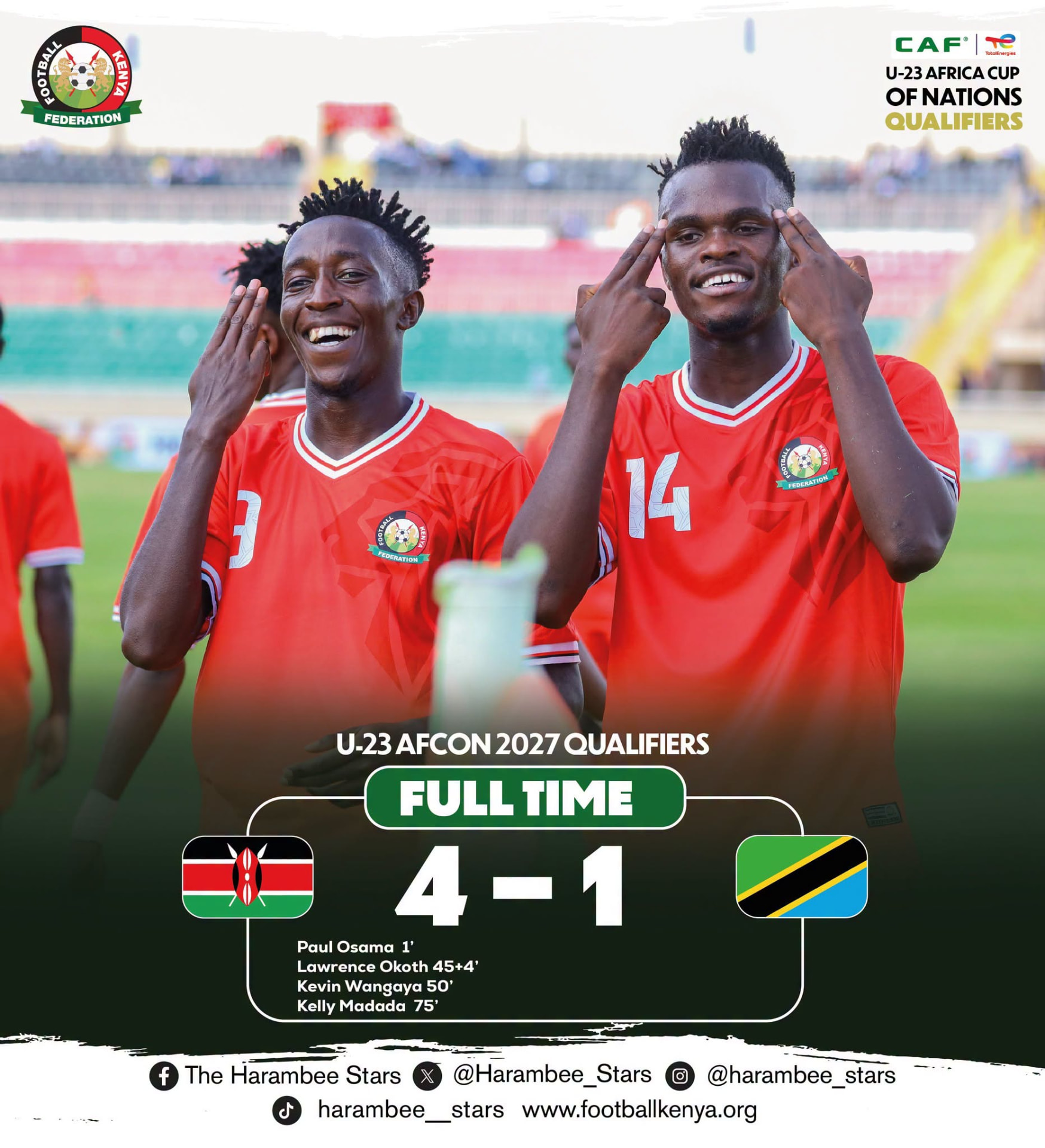Emerging Stars Are Rising — and Kenya Is Watching: Harambee Stars U-23 Beat Tanzania 4–1