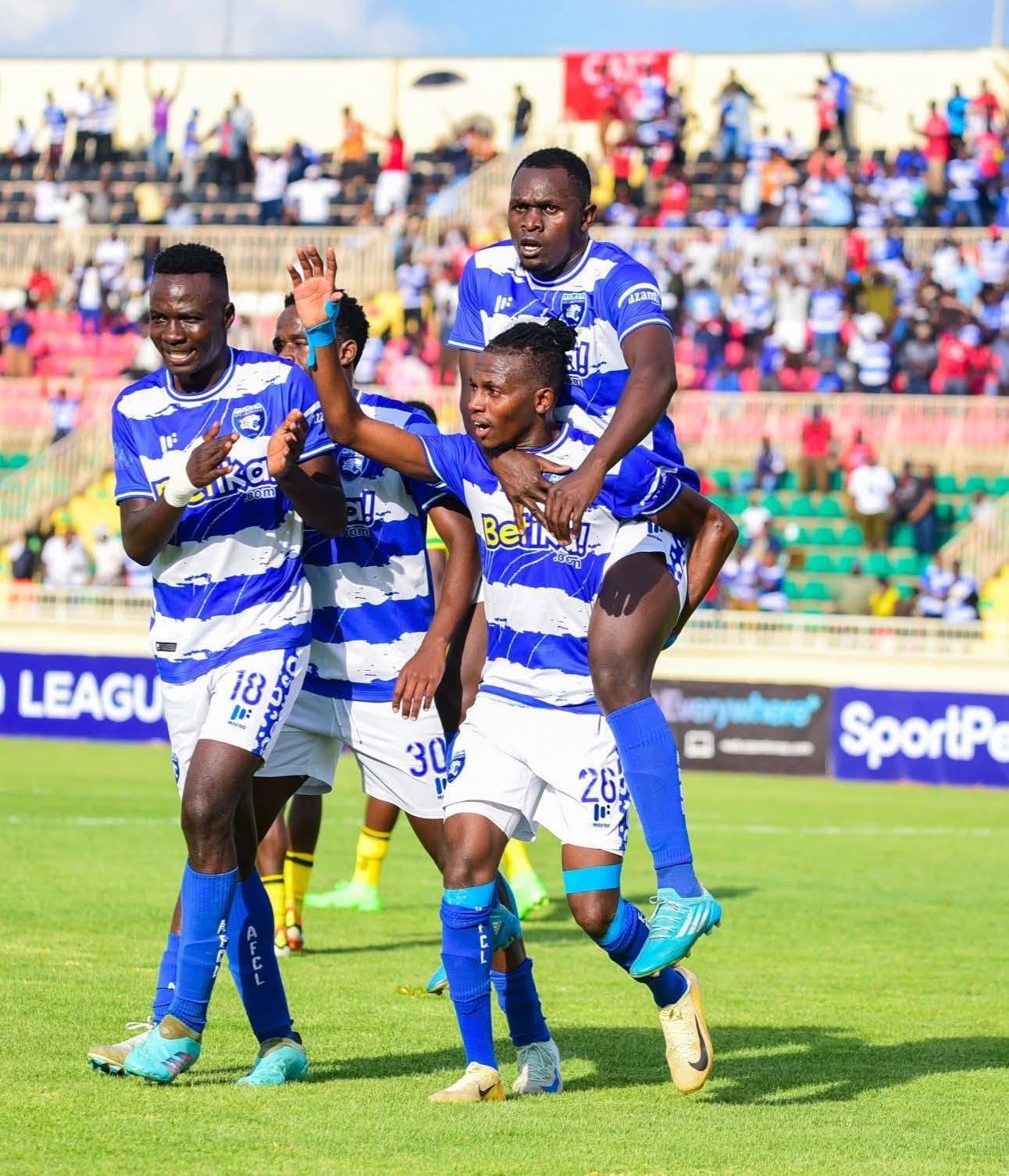 AFC Leopards players celebrating a goal