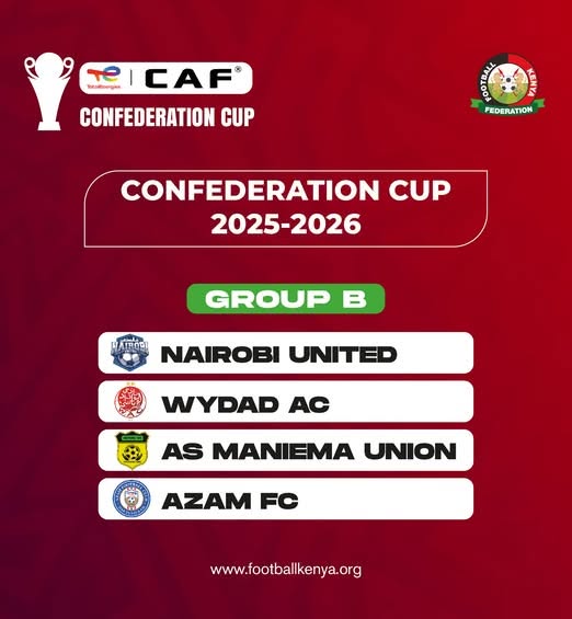 CAF Confederation Cup 2025-2026 Group B: Nairobi United, Wydad AC, AS Maniema Union, Azam FC