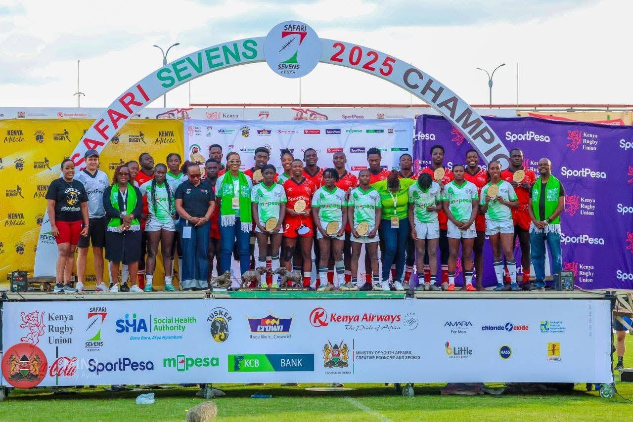 Shujaa and Lionesses on the podium