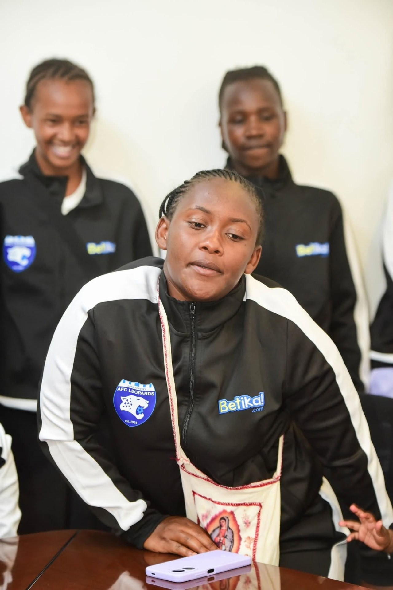 AFC Leopardess players at a pre-match media session